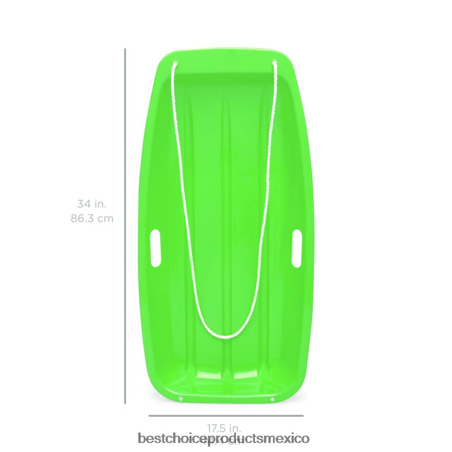 juguete y juego | Trineo de nieve para trineo de plástico para exteriores para niños con cuerda de tracción y asas Best Choice Products verde X080FZ1009