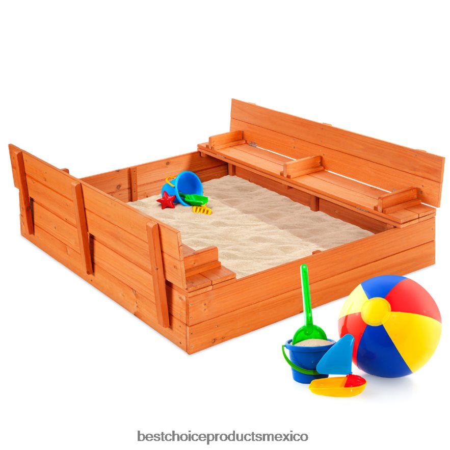 juguete y juego | arenero de cedro para niños con pantalla de arena, 2 bancos Best Choice Products marrón X080FZ516