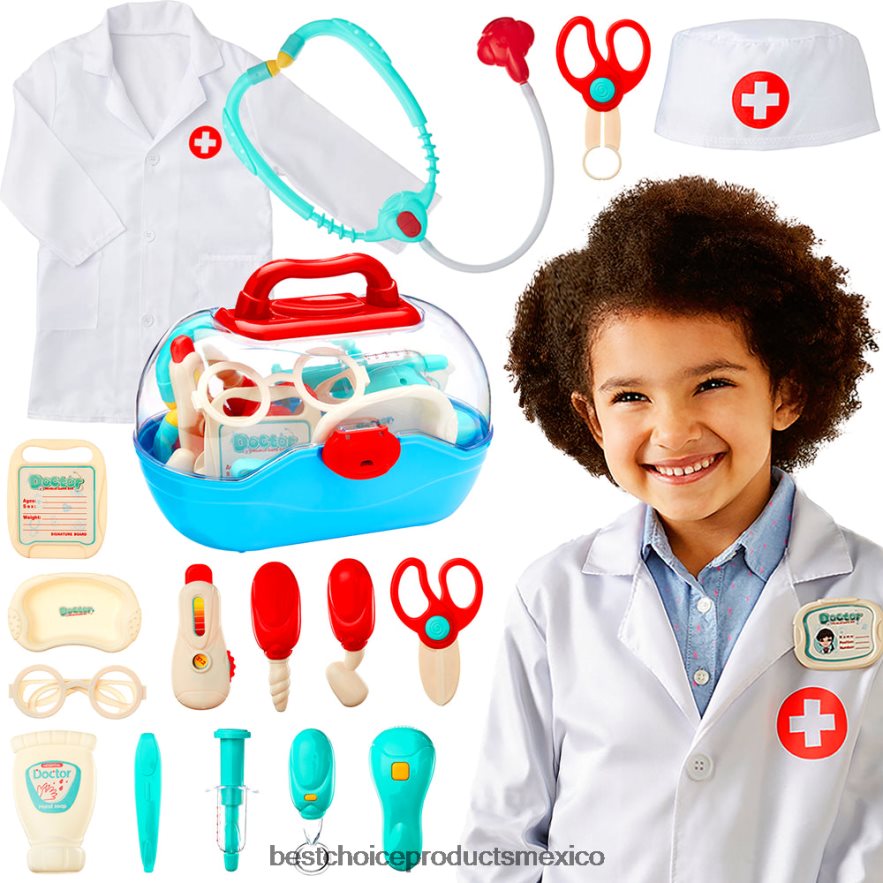 juguete y juego | kit de doctor para niños, niños y niñas con 18 accesorios, bata de médico y gorro Best Choice Products multicolor X080FZ284