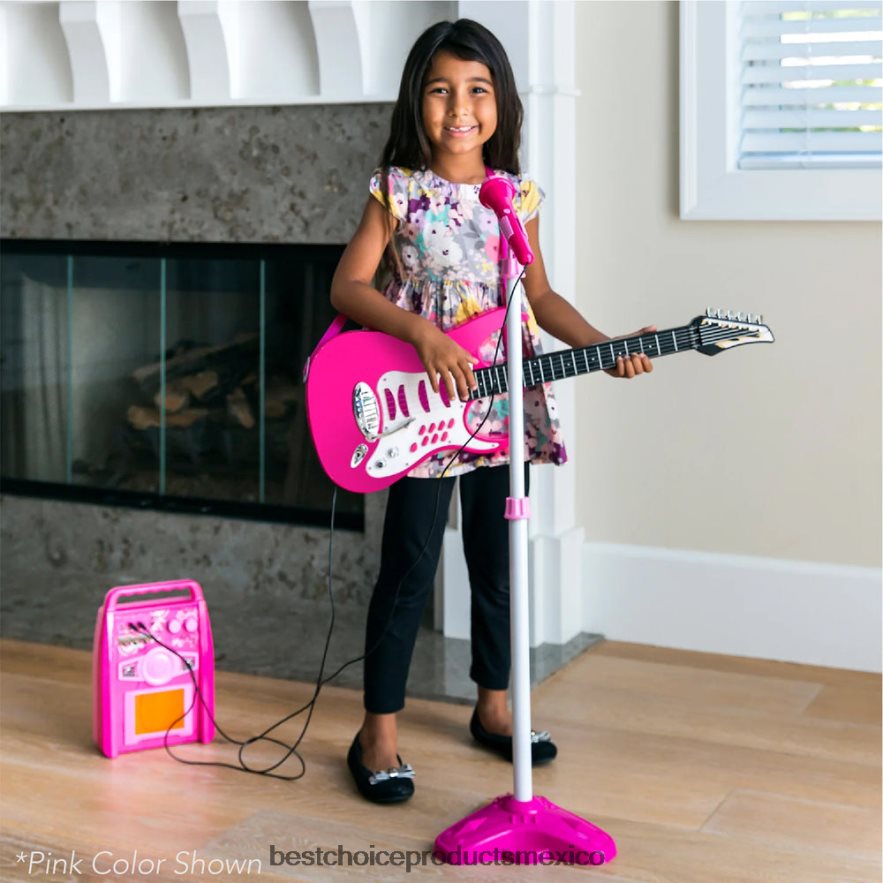 juguete y juego | Juego de guitarra eléctrica para niños con 6 canciones, micrófono y amplificador. Best Choice Products rojo X080FZ283