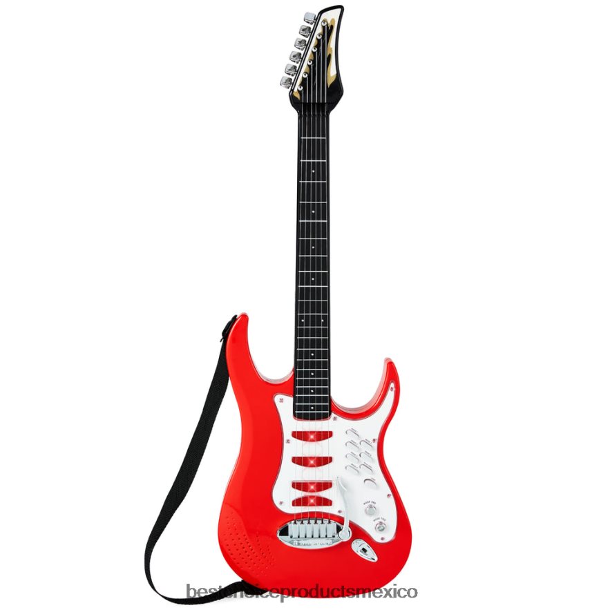 juguete y juego | Juego de guitarra eléctrica para niños con 6 canciones, micrófono y amplificador. Best Choice Products rojo X080FZ283