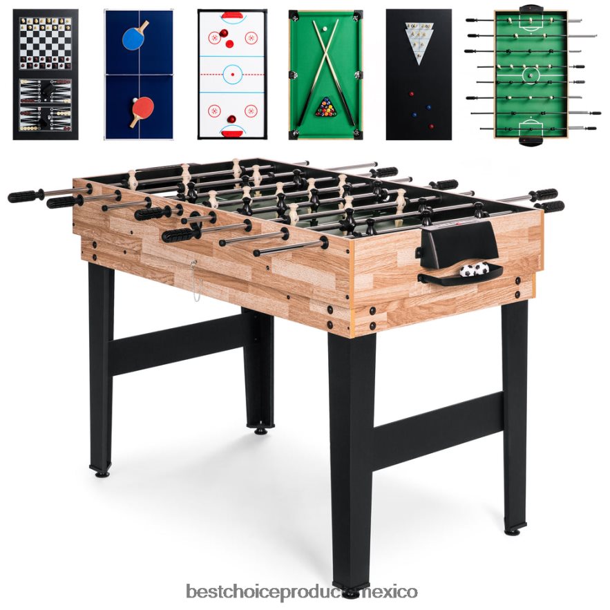 juguete y juego | Juego de mesa combinado 10 en 1 con billar, futbolín, ping pong y ajedrez Best Choice Products natural X080FZ270