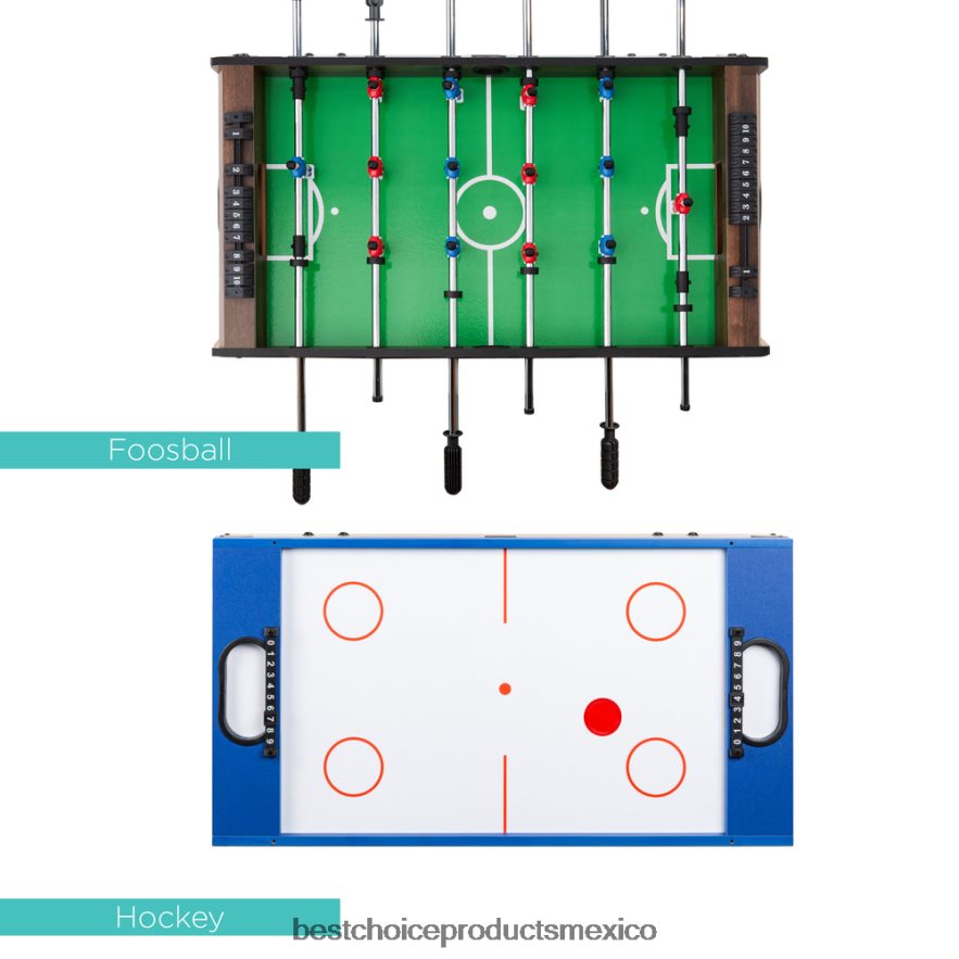 juguete y juego | Juego de mesa multijuego 4 en 1 con air hockey, tenis de mesa, billar y futbolín Best Choice Products madera oscura X080FZ547