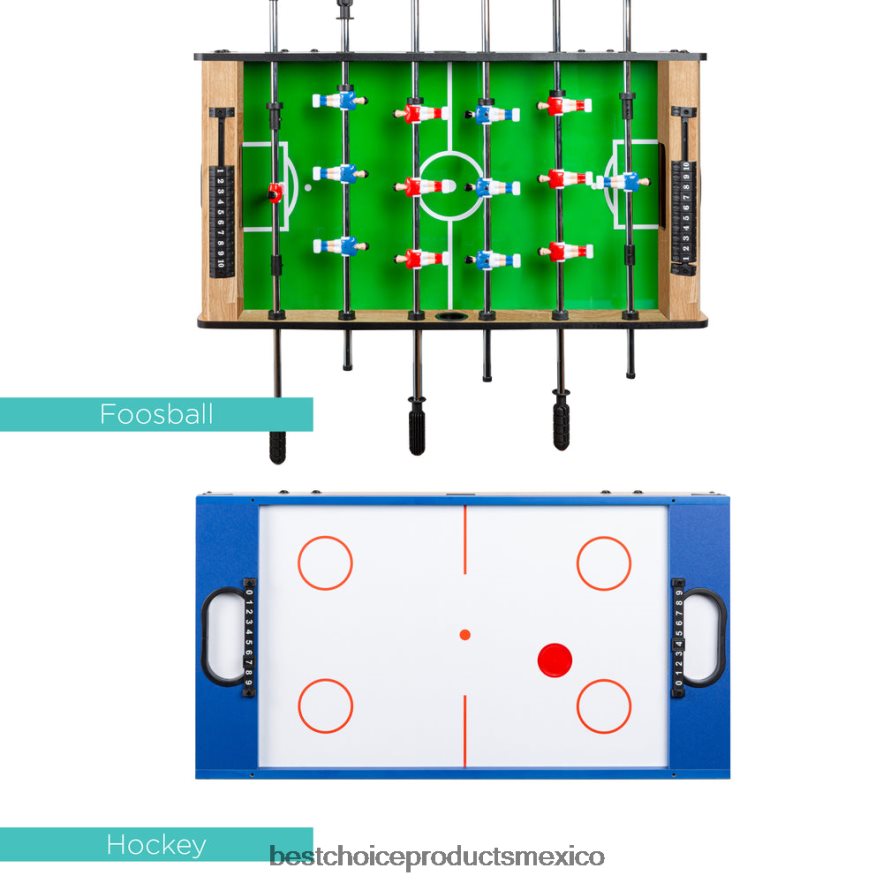 juguete y juego | Juego de mesa multijuego 4 en 1 con air hockey, tenis de mesa, billar y futbolín Best Choice Products natural X080FZ546