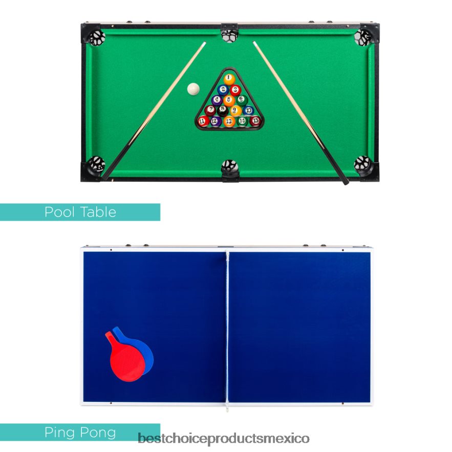 juguete y juego | Juego de mesa multijuego 4 en 1 con air hockey, tenis de mesa, billar y futbolín Best Choice Products natural X080FZ546
