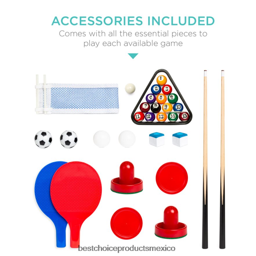 juguete y juego | Juego de mesa multijuego 4 en 1 con air hockey, tenis de mesa, billar y futbolín Best Choice Products natural X080FZ546