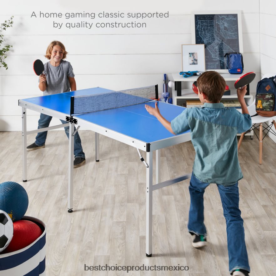 juguete y juego | Juego de tenis de mesa de ping pong portátil con paletas y pelotas. Best Choice Products azul X080FZ542