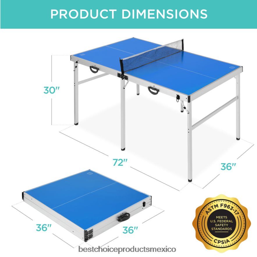 juguete y juego | Juego de tenis de mesa de ping pong portátil con paletas y pelotas. Best Choice Products azul X080FZ542