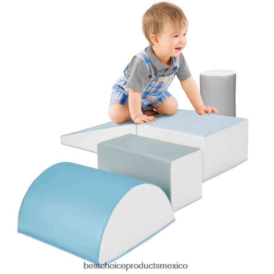 juguete y juego | Juego de estructura de formas de espuma suave para niños de 5 piezas para escalar y gatear Best Choice Products azul X080FZ311