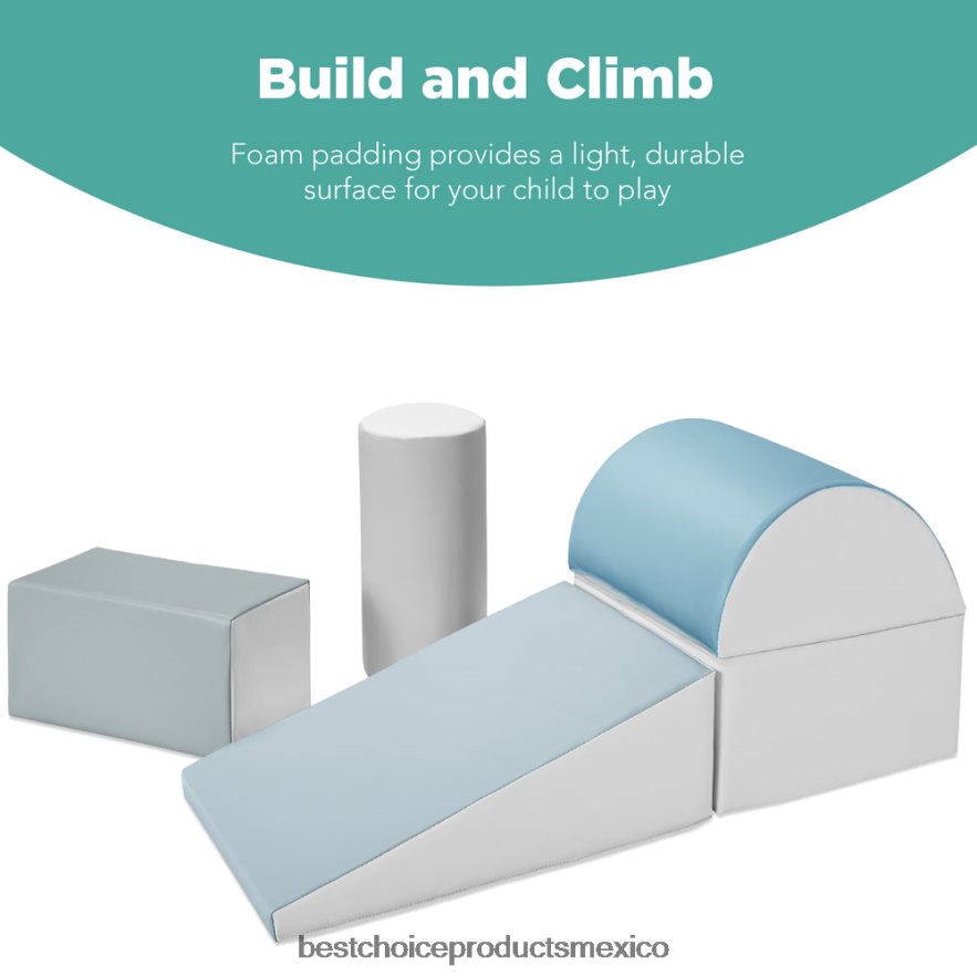juguete y juego | Juego de estructura de formas de espuma suave para niños de 5 piezas para escalar y gatear Best Choice Products azul X080FZ311