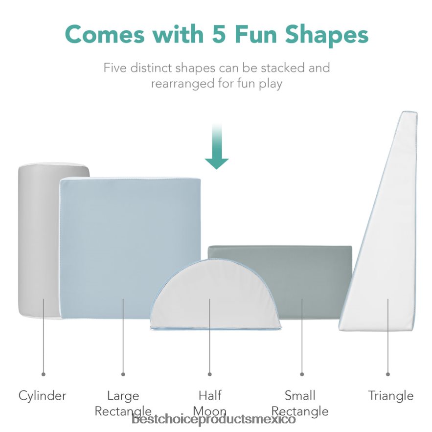 juguete y juego | Juego de estructura de formas de espuma suave para niños de 5 piezas para escalar y gatear Best Choice Products azul X080FZ311