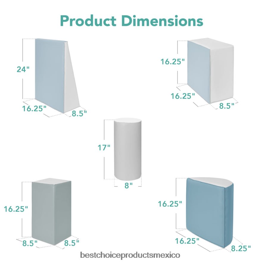 juguete y juego | Juego de estructura de formas de espuma suave para niños de 5 piezas para escalar y gatear Best Choice Products azul X080FZ311