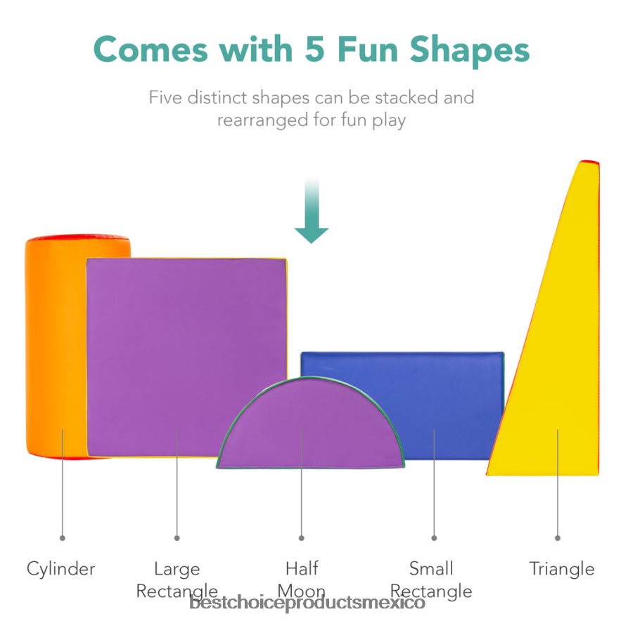 juguete y juego | Juego de estructura de formas de espuma suave para niños de 5 piezas para escalar y gatear Best Choice Products multicolor X080FZ309