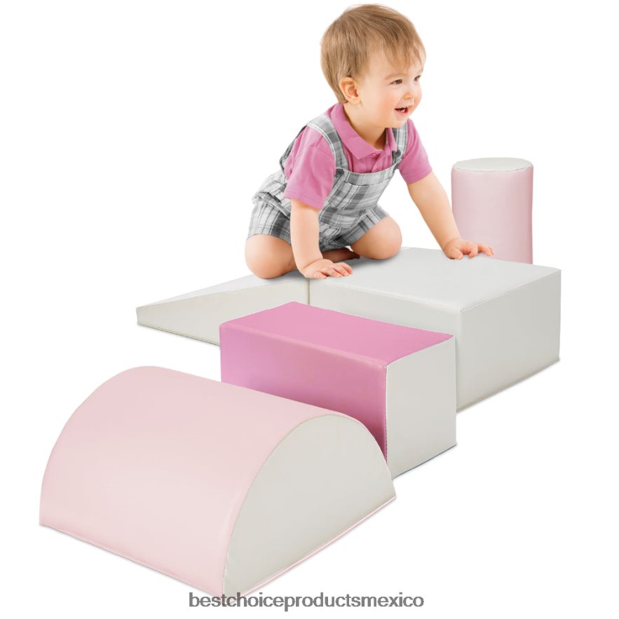 juguete y juego | Juego de estructura de formas de espuma suave para niños de 5 piezas para escalar y gatear Best Choice Products rosa X080FZ314