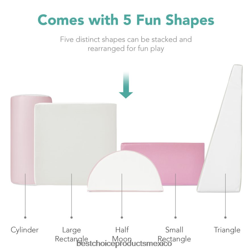 juguete y juego | Juego de estructura de formas de espuma suave para niños de 5 piezas para escalar y gatear Best Choice Products rosa X080FZ314