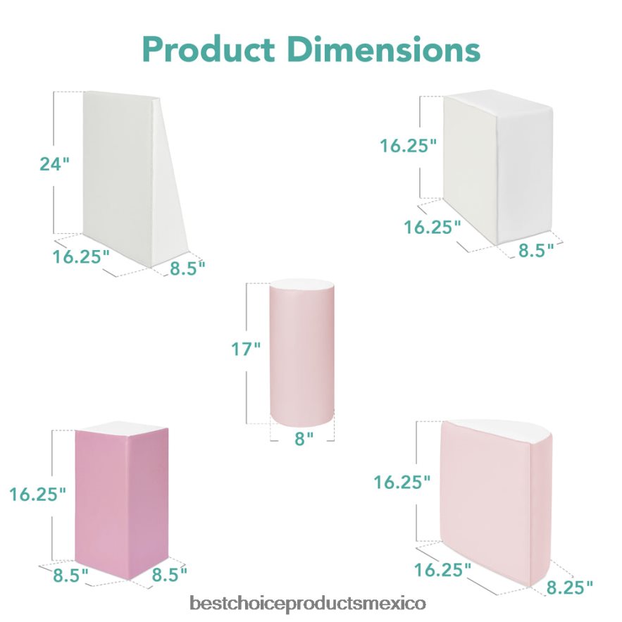 juguete y juego | Juego de estructura de formas de espuma suave para niños de 5 piezas para escalar y gatear Best Choice Products rosa X080FZ314