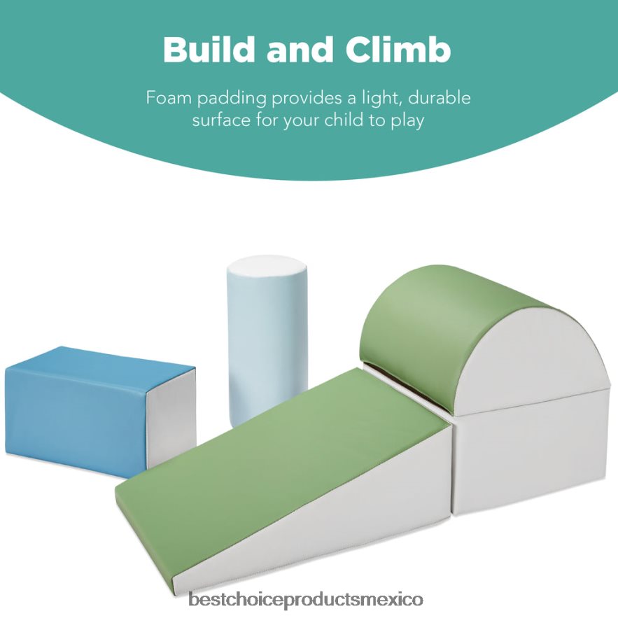 juguete y juego | Juego de estructura de formas de espuma suave para niños de 5 piezas para escalar y gatear Best Choice Products tono tierra X080FZ313