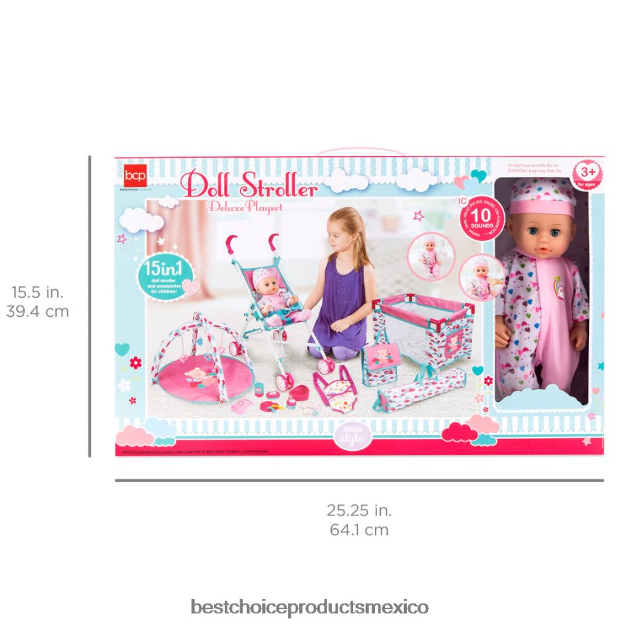 juguete y juego | Juego de rol de muñeca recién nacida de 15 piezas y 13,5 pulgadas para niños con accesorios Best Choice Products rosa X080FZ323