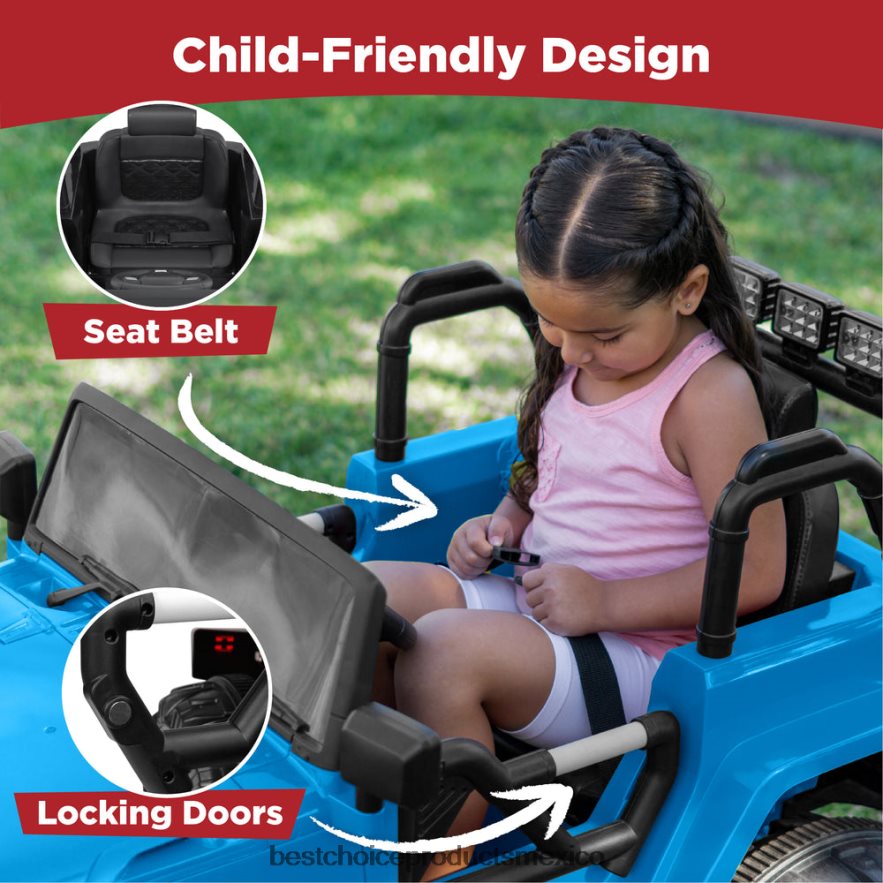 juguete y juego | Camión de juguete para niños de 12 V con 3 velocidades, LED, control remoto y Bluetooth Best Choice Products azul claro X080FZ540