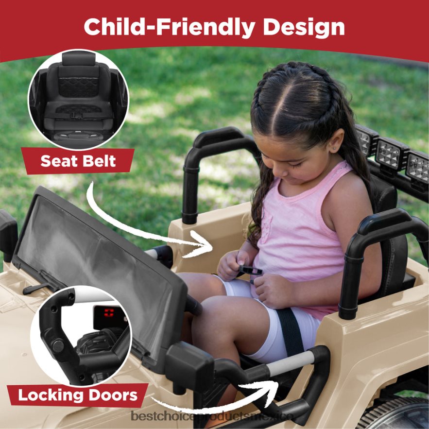 juguete y juego | Camión de juguete para niños de 12 V con 3 velocidades, LED, control remoto y Bluetooth Best Choice Products broncearse X080FZ537