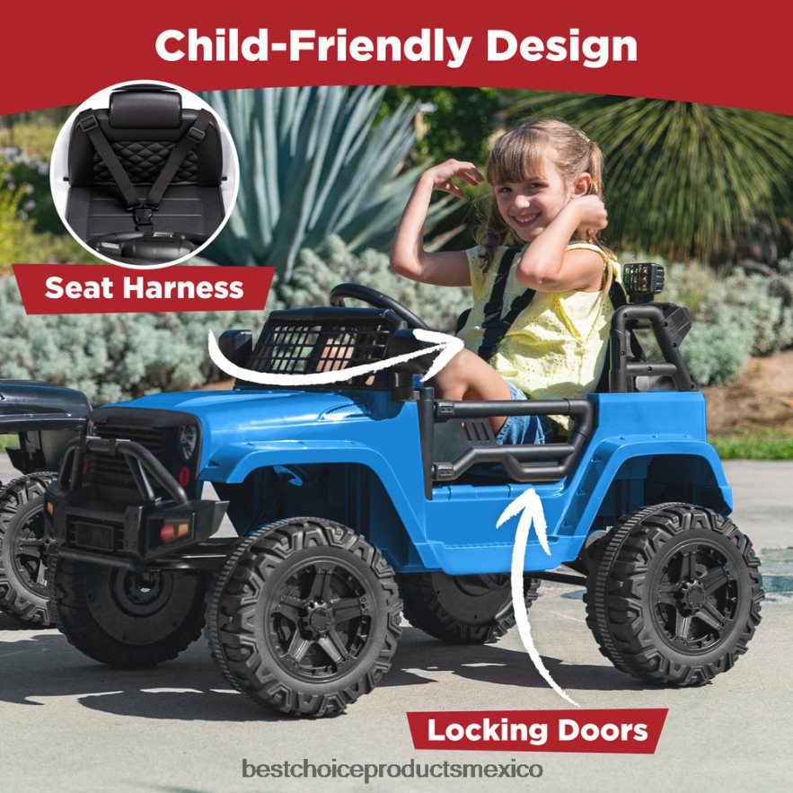 juguete y juego | Camión para niños de 12 V con control remoto para padres y suspensión de resorte Best Choice Products azul claro X080FZ491