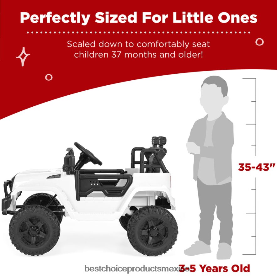 juguete y juego | Camión para niños de 12 V con control remoto para padres y suspensión de resorte Best Choice Products blanco X080FZ489