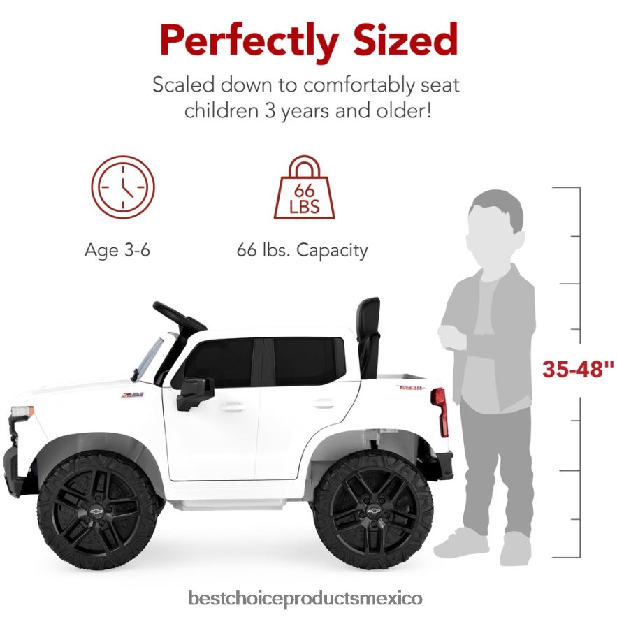 juguete y juego | Camioneta Chevrolet Silverado con licencia de 12 V y control remoto para padres Best Choice Products blanco X080FZ566