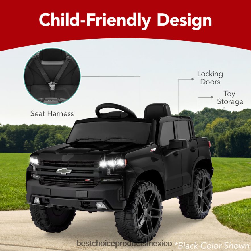 juguete y juego | Camioneta Chevrolet Silverado con licencia de 12 V y control remoto para padres Best Choice Products blanco X080FZ566