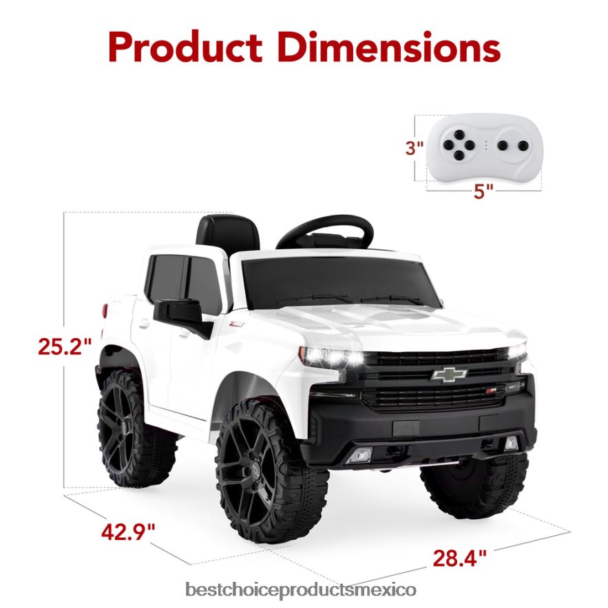 juguete y juego | Camioneta Chevrolet Silverado con licencia de 12 V y control remoto para padres Best Choice Products blanco X080FZ566