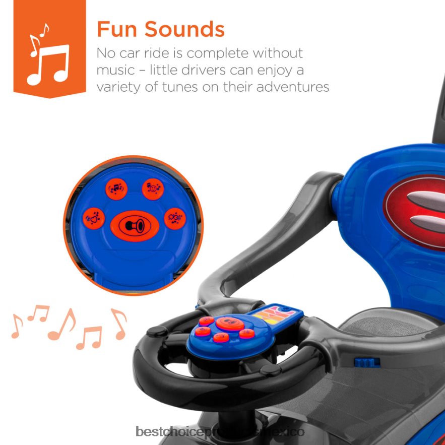 juguete y juego | Coche de empuje para niños 3 en 1 con asa y bocina Best Choice Products azul X080FZ1002