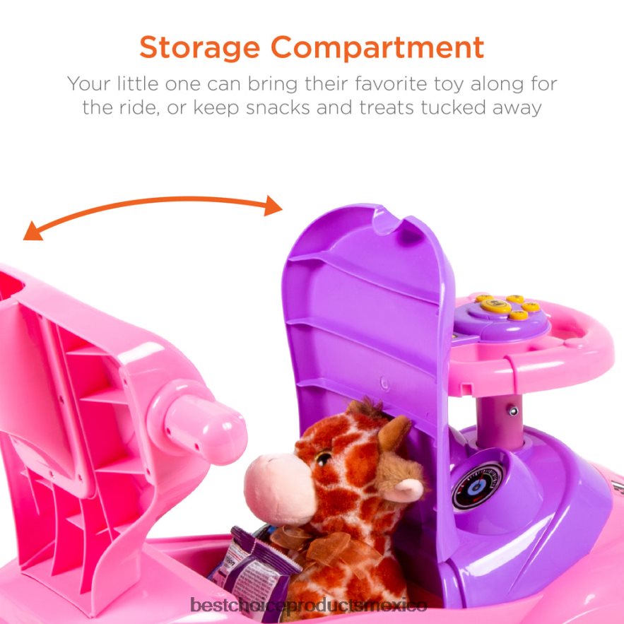 juguete y juego | Coche de empuje para niños 3 en 1 con asa y bocina Best Choice Products rosa X080FZ1001