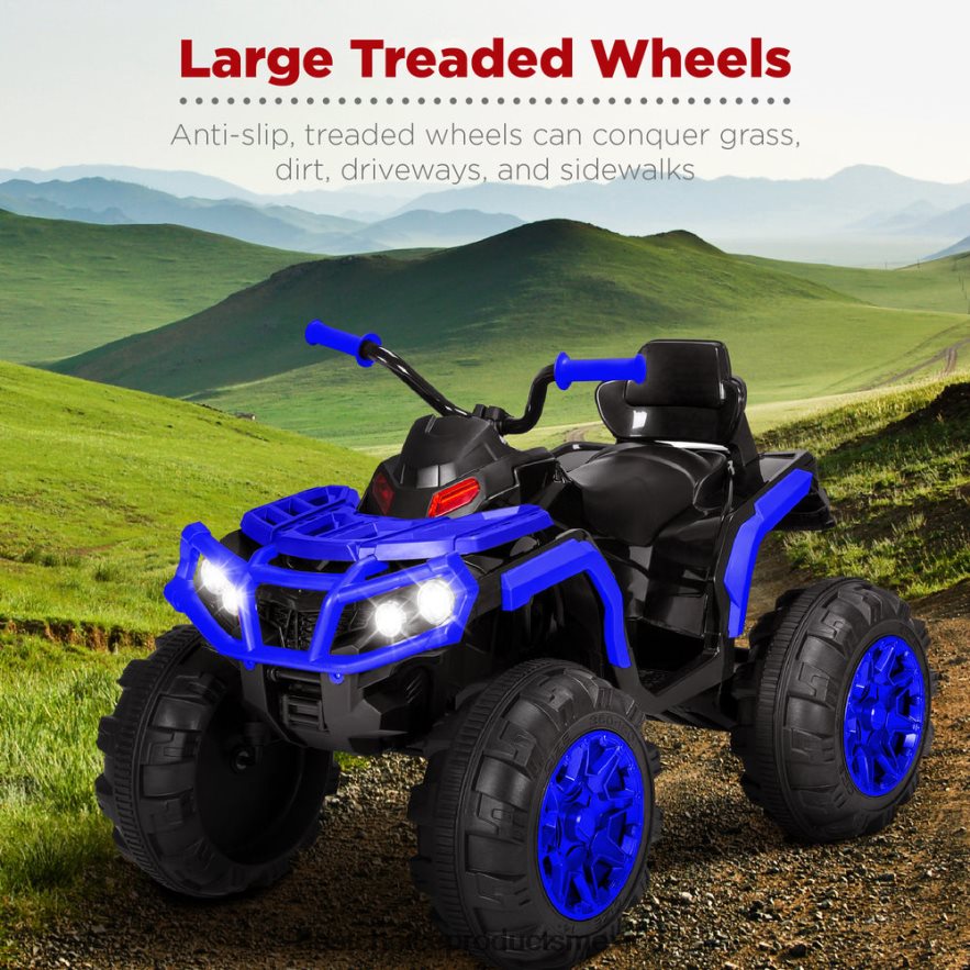 juguete y juego | Coche quad atv de 4 ruedas para niños de 12 V con velocidad máxima de 3,7 mph, bluetooth y faros Best Choice Products azul X080FZ500
