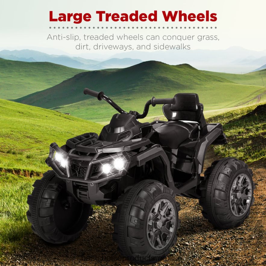 juguete y juego | Coche quad atv de 4 ruedas para niños de 12 V con velocidad máxima de 3,7 mph, bluetooth y faros Best Choice Products negro X080FZ496