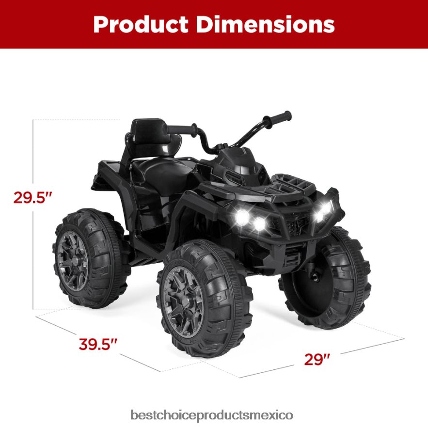 juguete y juego | Coche quad atv de 4 ruedas para niños de 12 V con velocidad máxima de 3,7 mph, bluetooth y faros Best Choice Products negro X080FZ496