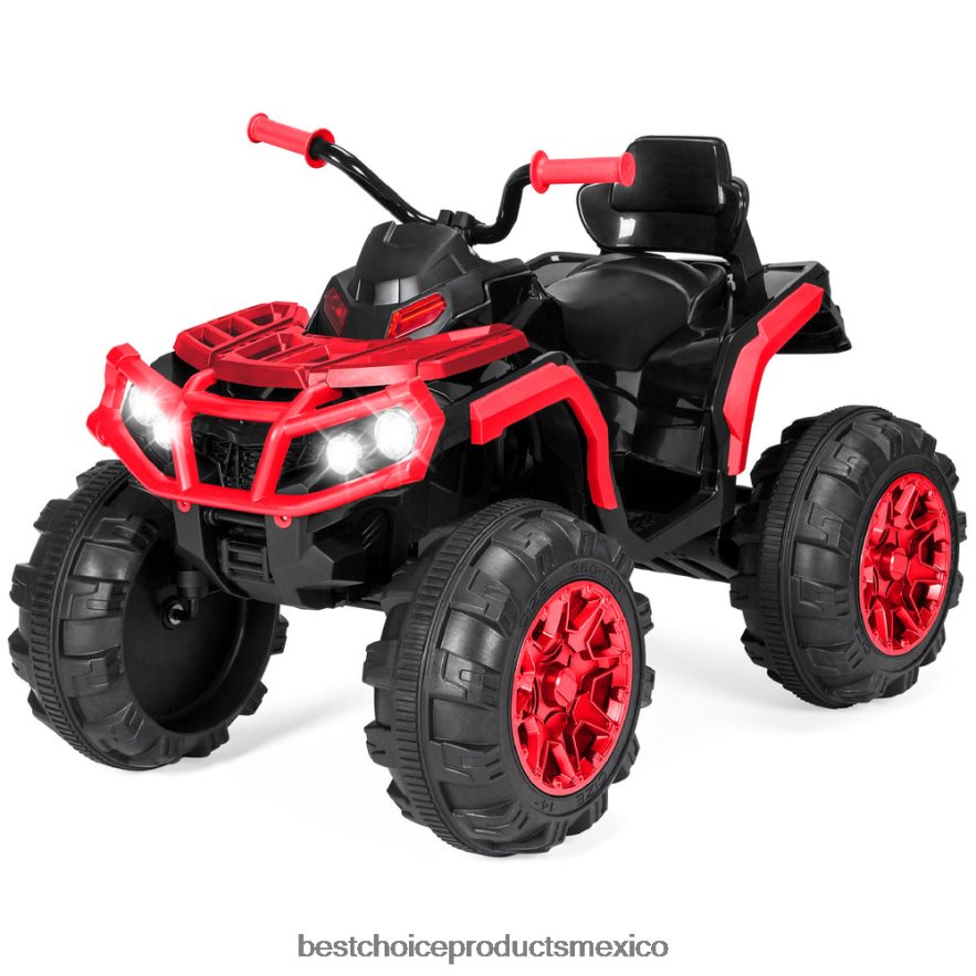 juguete y juego | Coche quad atv de 4 ruedas para niños de 12 V con velocidad máxima de 3,7 mph, bluetooth y faros Best Choice Products rojo X080FZ497