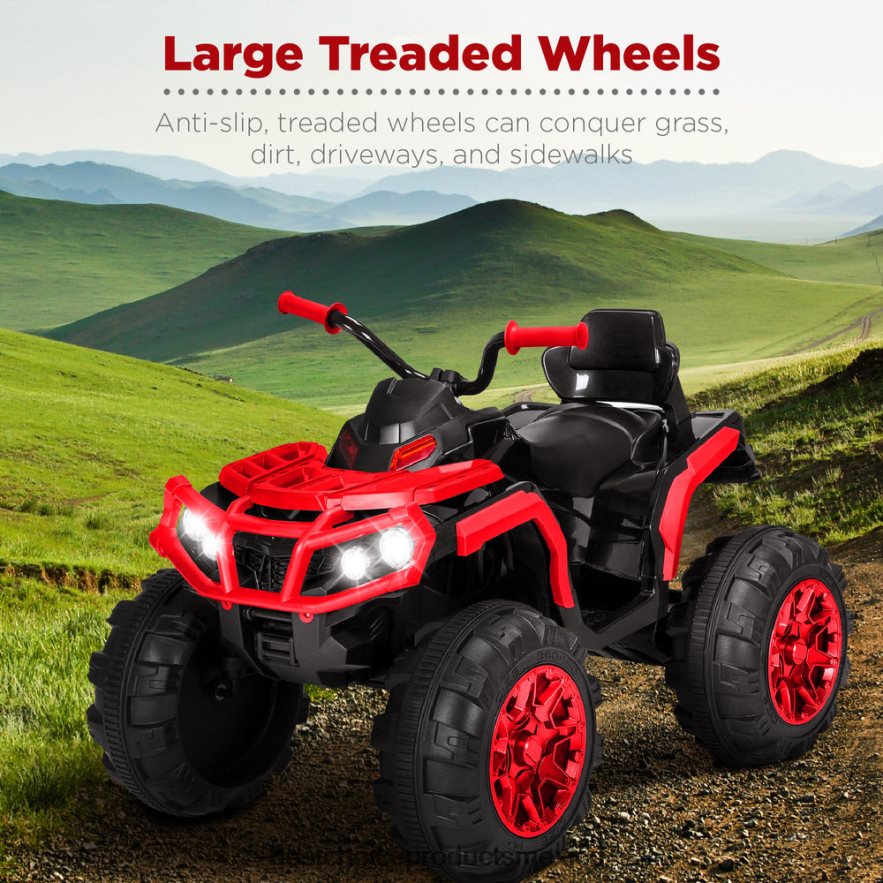 juguete y juego | Coche quad atv de 4 ruedas para niños de 12 V con velocidad máxima de 3,7 mph, bluetooth y faros Best Choice Products rojo X080FZ497