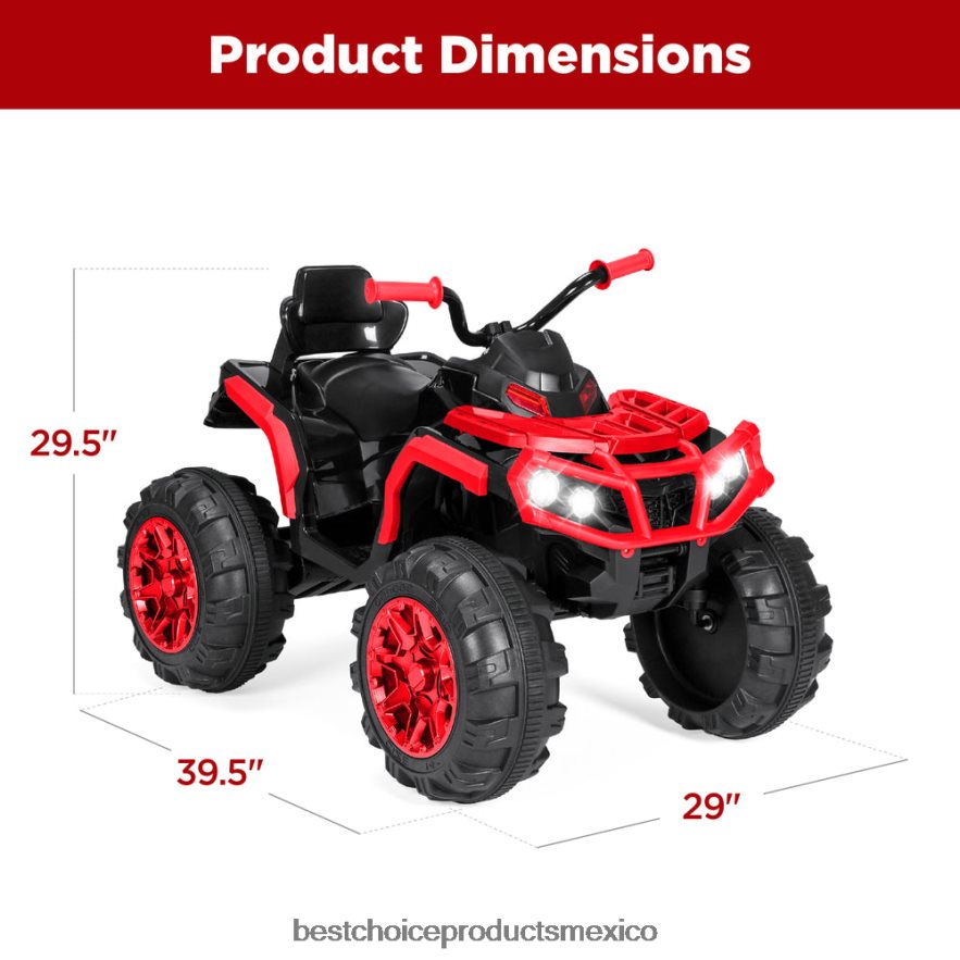 juguete y juego | Coche quad atv de 4 ruedas para niños de 12 V con velocidad máxima de 3,7 mph, bluetooth y faros Best Choice Products rojo X080FZ497