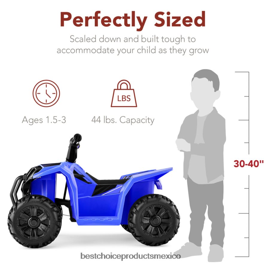 juguete y juego | Coche quad atv de 4 ruedas para niños de 6 V con velocidad máxima de 1,8 mph y neumáticos con banda de rodadura Best Choice Products azul X080FZ527