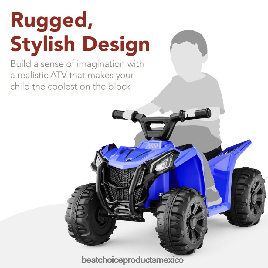 juguete y juego | Coche quad atv de 4 ruedas para niños de 6 V con velocidad máxima de 1,8 mph y neumáticos con banda de rodadura Best Choice Products azul X080FZ527