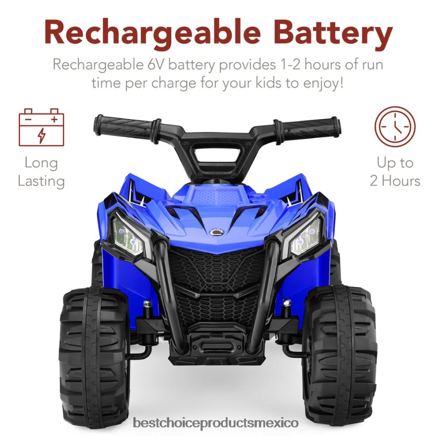 juguete y juego | Coche quad atv de 4 ruedas para niños de 6 V con velocidad máxima de 1,8 mph y neumáticos con banda de rodadura Best Choice Products azul X080FZ527