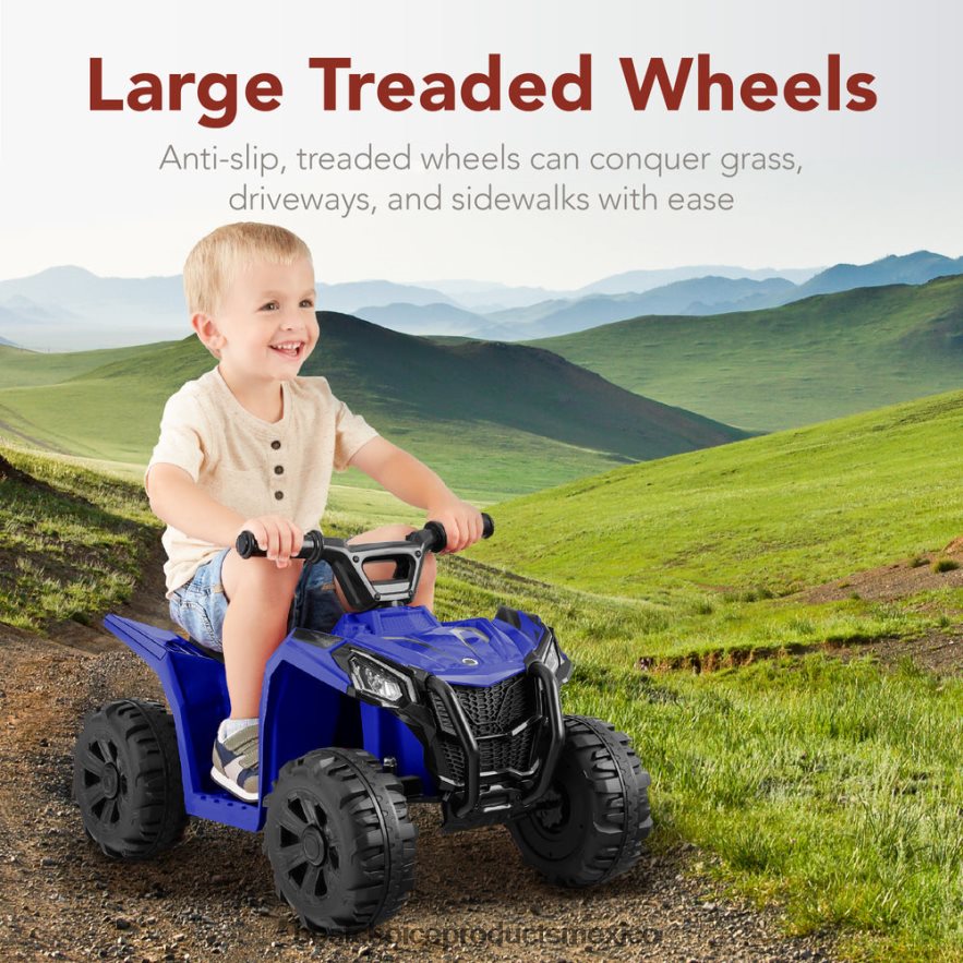 juguete y juego | Coche quad atv de 4 ruedas para niños de 6 V con velocidad máxima de 1,8 mph y neumáticos con banda de rodadura Best Choice Products azul X080FZ527