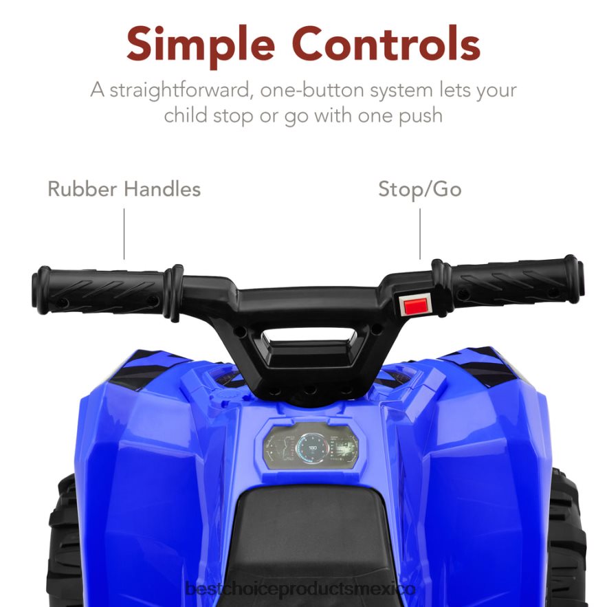 juguete y juego | Coche quad atv de 4 ruedas para niños de 6 V con velocidad máxima de 1,8 mph y neumáticos con banda de rodadura Best Choice Products azul X080FZ527