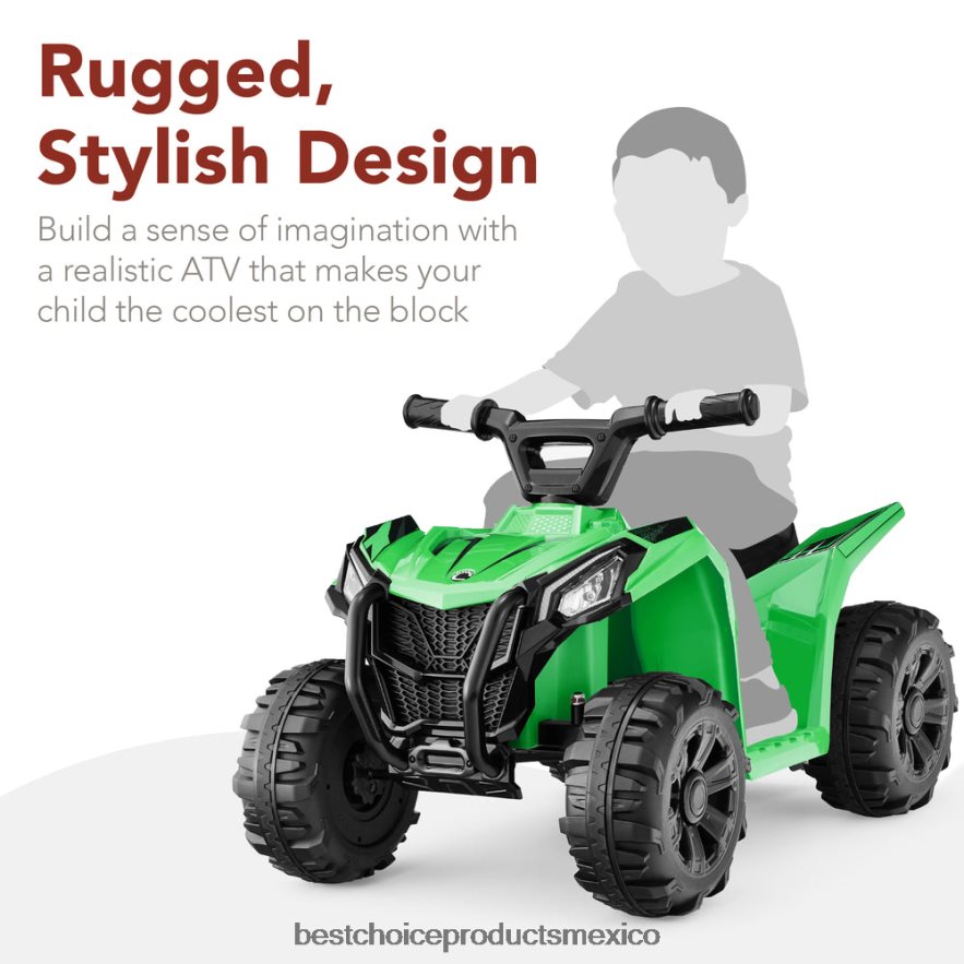 juguete y juego | Coche quad atv de 4 ruedas para niños de 6 V con velocidad máxima de 1,8 mph y neumáticos con banda de rodadura Best Choice Products verde X080FZ525