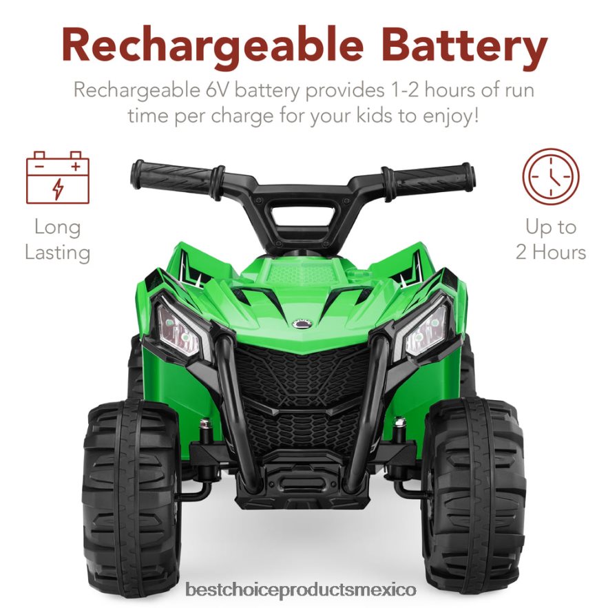juguete y juego | Coche quad atv de 4 ruedas para niños de 6 V con velocidad máxima de 1,8 mph y neumáticos con banda de rodadura Best Choice Products verde X080FZ525