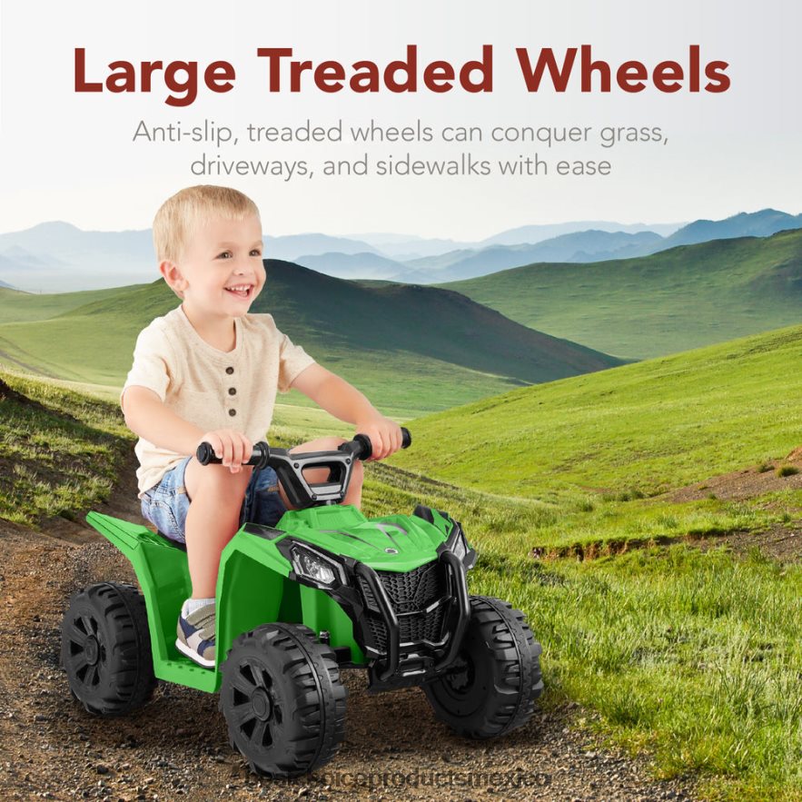 juguete y juego | Coche quad atv de 4 ruedas para niños de 6 V con velocidad máxima de 1,8 mph y neumáticos con banda de rodadura Best Choice Products verde X080FZ525