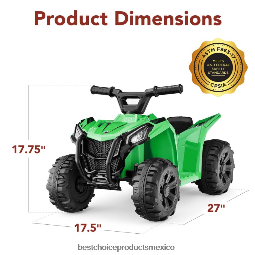 juguete y juego | Coche quad atv de 4 ruedas para niños de 6 V con velocidad máxima de 1,8 mph y neumáticos con banda de rodadura Best Choice Products verde X080FZ525