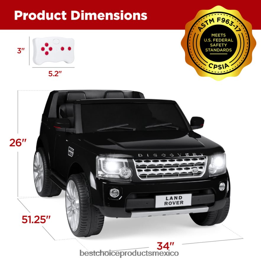juguete y juego | Correpasillo Land Rover con licencia de 12 V y 2 plazas con control remoto para padres Best Choice Products negro X080FZ317