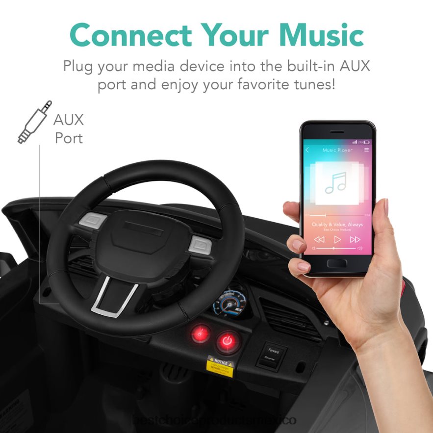 juguete y juego | Juguete de camión para niños de 6v con control de padres rc, 3 velocidades, luces, bocina Best Choice Products negro X080FZ1015