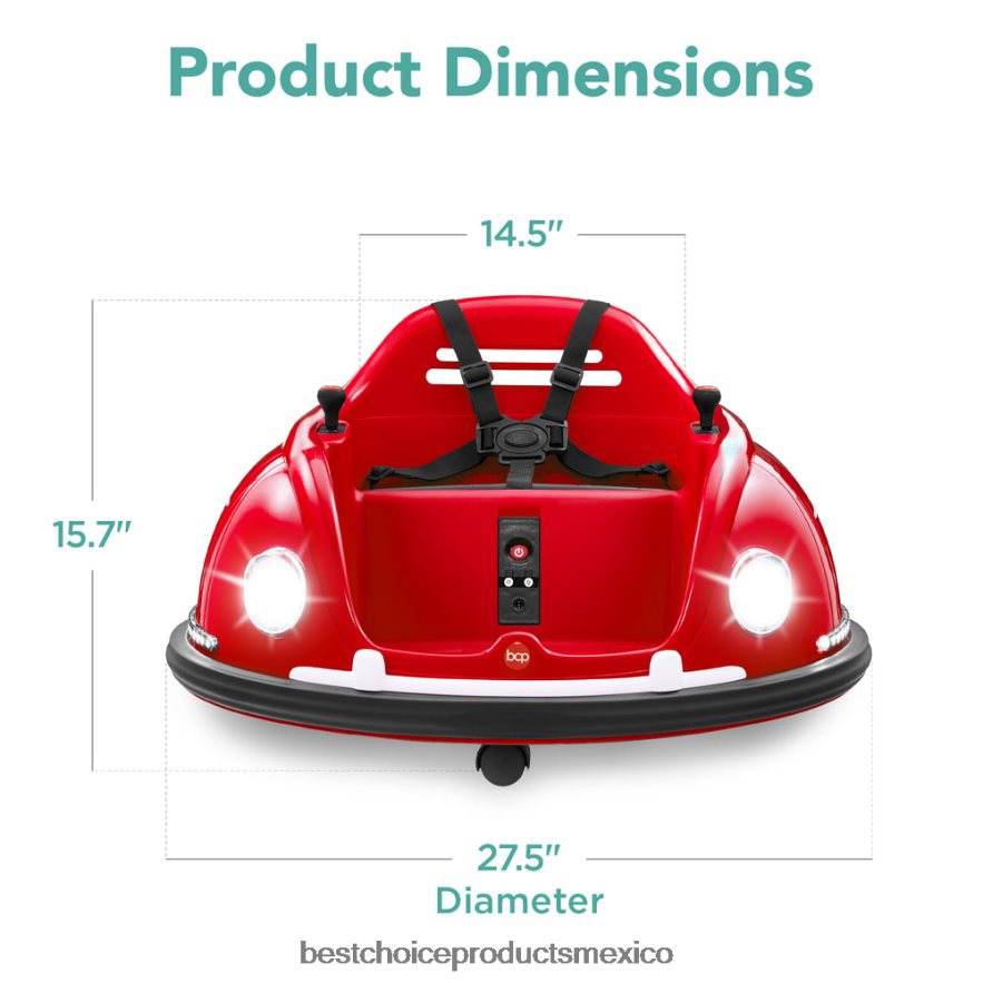 juguete y juego | Los niños de 6 V viajan en un auto de choque de juguete con control remoto, arnés, luces y giro de 360 ​​grados. Best Choice Products rojo X080FZ503