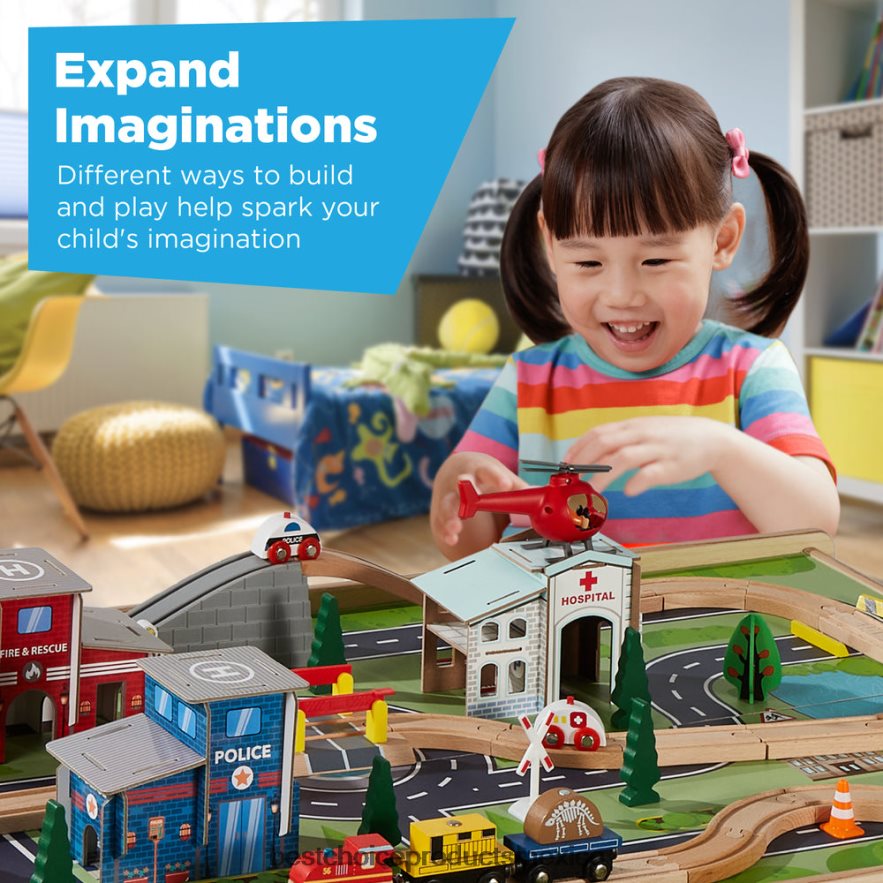 juguete y juego | Mesa de tren de 35 piezas, gran juego multiusos con tablero reversible Best Choice Products multicolor X080FZ483